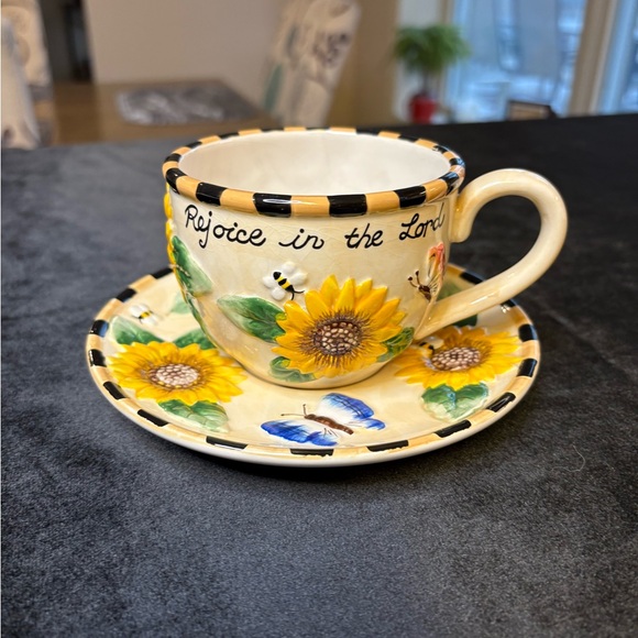 Other - Collectible Ceramic Teacup and Saucer Set “Rejoice In The Lord”